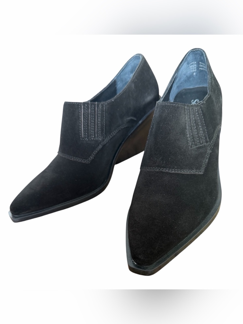 Seychelles Black Suede Pointed Wedge Ankle Booties